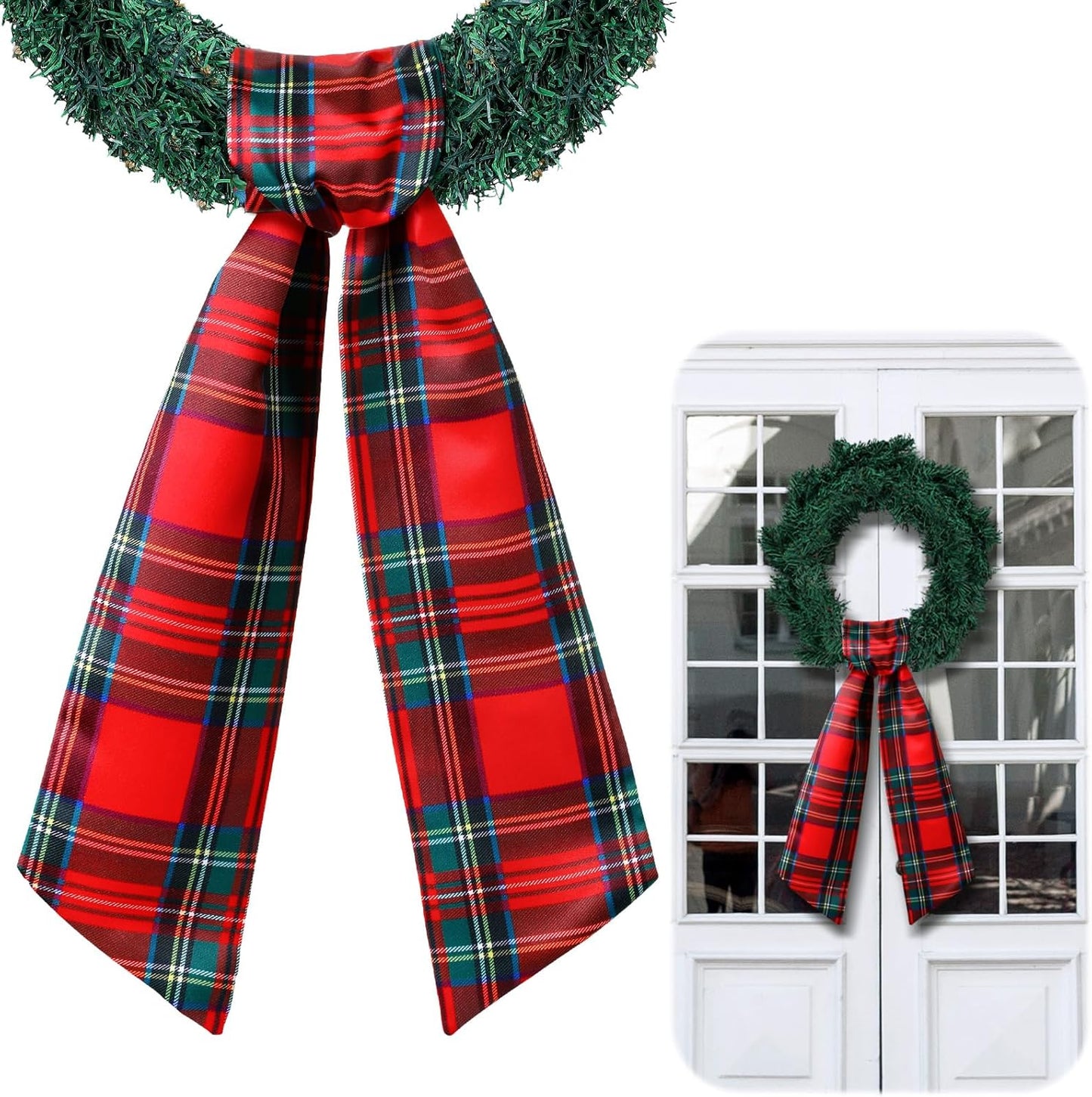 VitalCozy Christmas Wreath Sash - Satin Monogram Ribbon for Indoor/Outdoor Decor | Holiday Garland Accessory