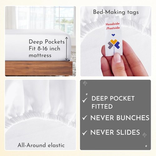 California Design Den Full Size Sheet Sets - 400 Thread Count 100% Cotton Sateen | Bulk Pack of 6 (White)
