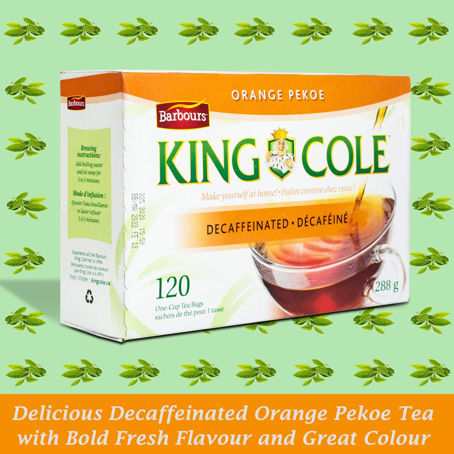 King Cole Tea Decaffeinated Orange Pekoe Tea, 120 Count (Imported from Canada)