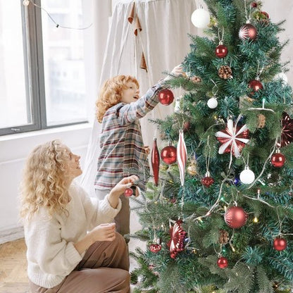 Christmas Ornaments Set, 98pcs Large Shatterproof Christmas Ball Ornaments - Red and White Tree Decorations with Hanging Loop for Holidays, Weddings, Parties