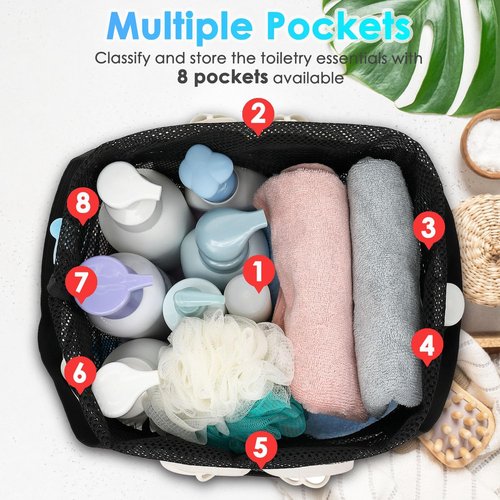 Fammart Mesh Shower Caddy - Portable 8-Pocket Tote for Dorms, Travel, Beach & Gym Essentials