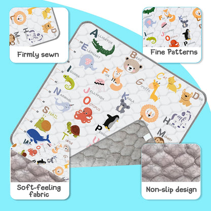 Skiennix Baby Play Mat - Thick Soft Non-Slip Crawling Mat | 50" x 50" Machine Washable for Infants & Toddlers (Animal Alphabet-A)