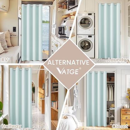 Vatge Closet Curtain for Open Closet, Blue Doorway Curtains with Rod and Magnetic Closure, 80 Inch Drape for Room Divider/Laundry Door/Kitchen Door, W42 x L80, 1 Panel, Aqua