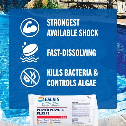 Leslie's Power Powder Plus Pool Shock - 73% Calcium Hypochlorite, 6 x 1 lb Bags