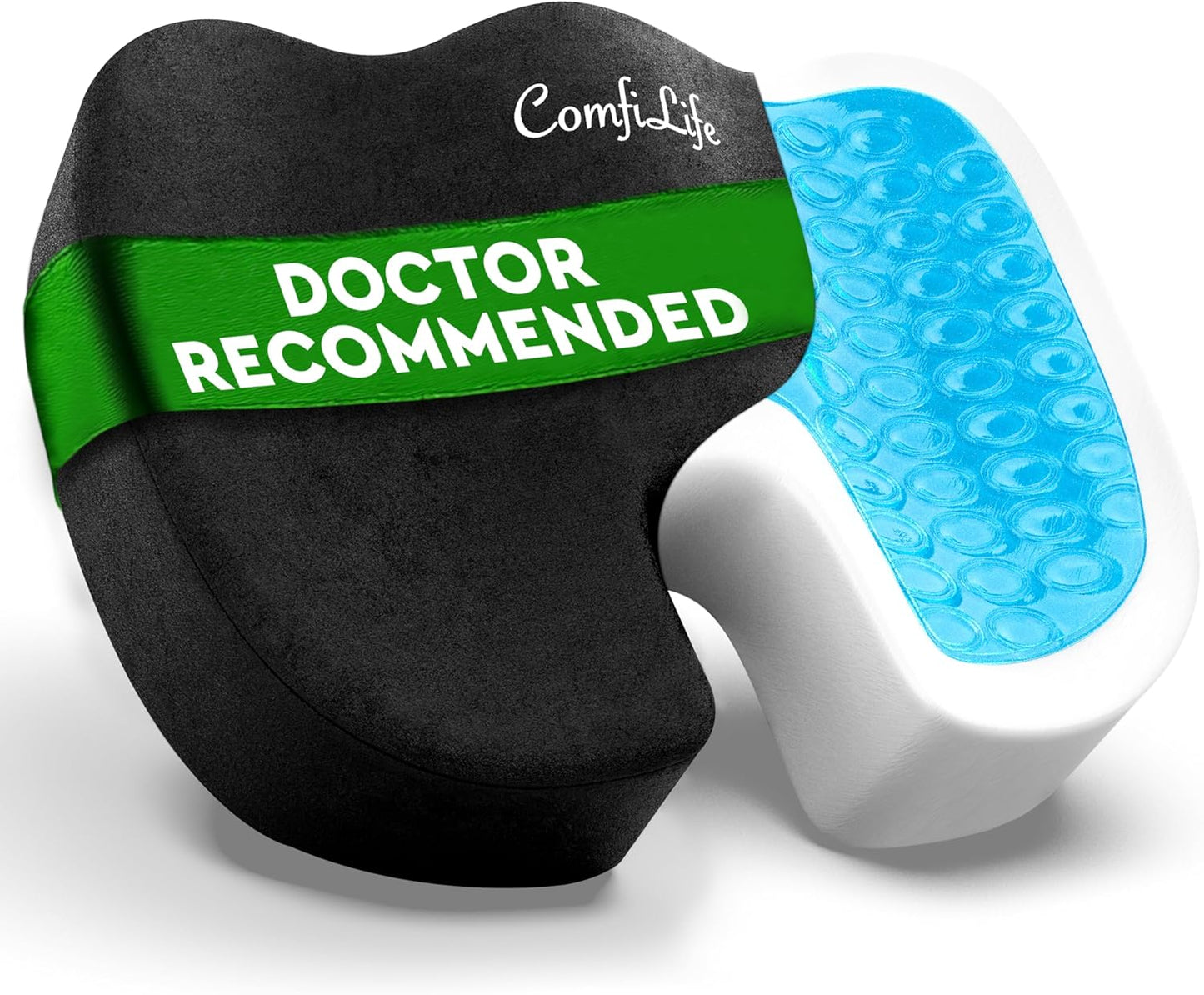 ComfiLife Premium Gel & Memory Foam Seat Cushion - Doctor Recommended for Back & Sciatica Pain Relief | Black Office & Car Seat Cushion