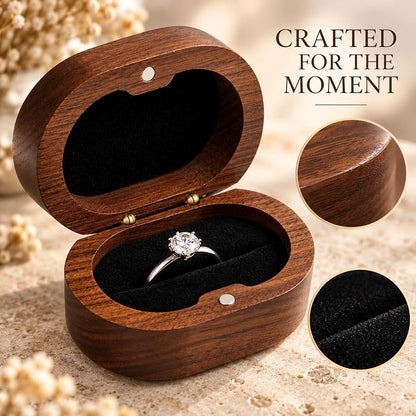 Solid Black Walnut Ring Box, 1 Slot Oval Jewelry Box – Engagem..