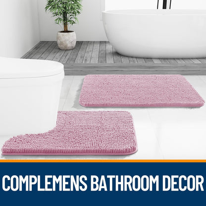 OLANLY Large Bathroom Rugs - Extra Soft Chenille Bath Mats | Quick Dry, Machine Washable, Dusty Rose 40x24