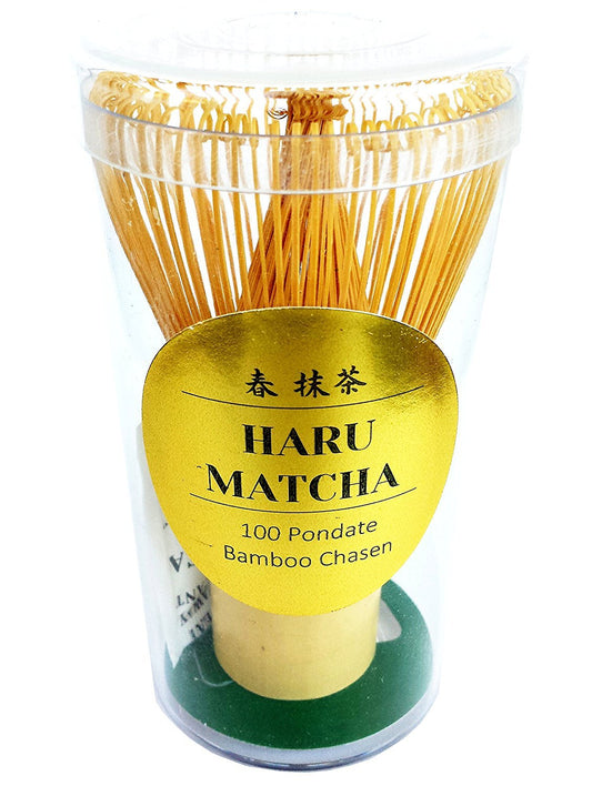 HARU MATCHA - PESTICIDE FREE - Traditional Handcarved Golden Bamboo Matcha Whisk (100 Prongs)