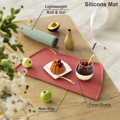 OHMO - Silicone Cat Food Mat | Non-Skid Waterproof Pet Feeding Tray - Easy to Clean (Erythrinus, 18" x 9.8")
