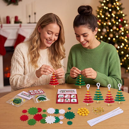 Hollowfly 50-Piece Felt Christmas Ornament Craft Kit - DIY Holiday Ornaments, Easy to Assemble, Includes Instructions (Variation: 50)