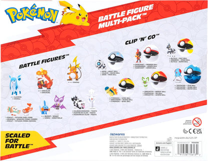 Pokémon Battle Figures 6-Pack - Includes 2-Inch Pikachu, Joltik, Galarian Darumaka, Riolu, Chikorita & Cleffa