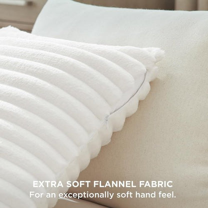 Bedsure Decorative Throw Pillow Covers - Double-Sided Striped 18x18 Set of 2 | Soft Fluffy Spring White Home Decor for Couch & Living Room