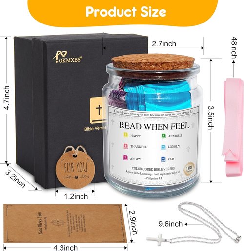 Bible Verse Jar - Inspirational Emotions & Feelings | Perfect Christian Gift for Her & Him