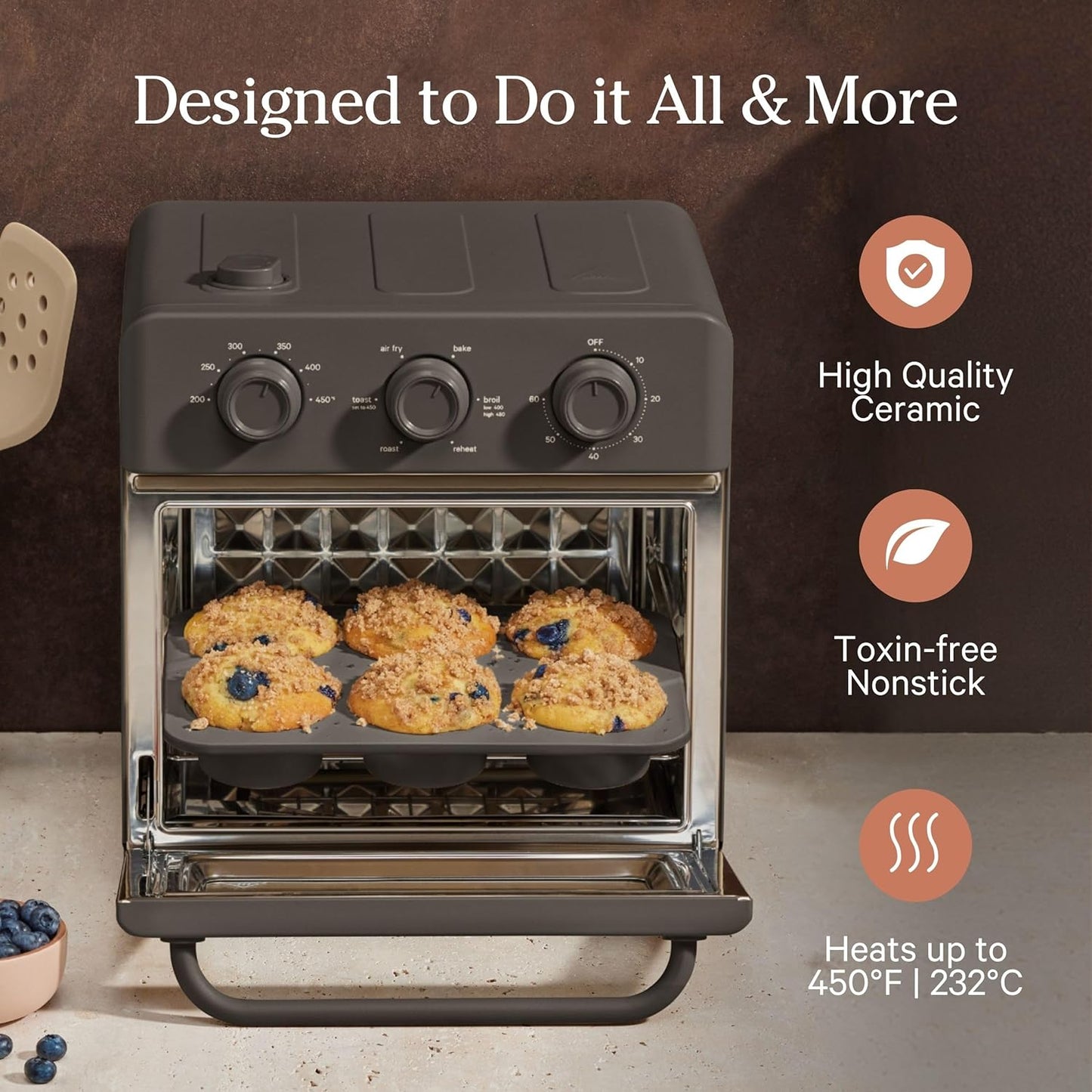 Our Place Wonder Oven - 6-in-1 Air Fryer & Toaster Oven with Steam Infusion | Non-Toxic Bakeware Set in Blue Salt
