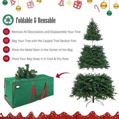 Cosy Family Christmas Tree Storage Bag - Durable 7.5 ft Heavy Duty Extra Large with Reinforced Handles & Dual Zippers - Green
