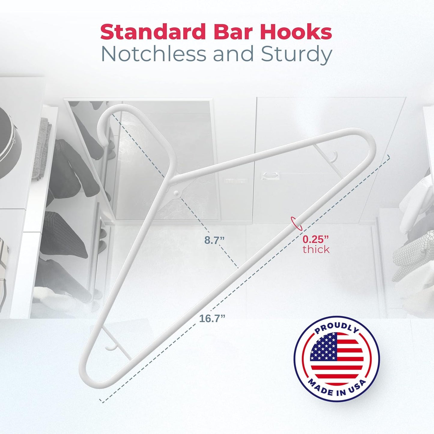 Neaties Plastic Hangers - 30 Pack | Made in the USA | 6lb Capacity Standard Clothes Hangers - Black