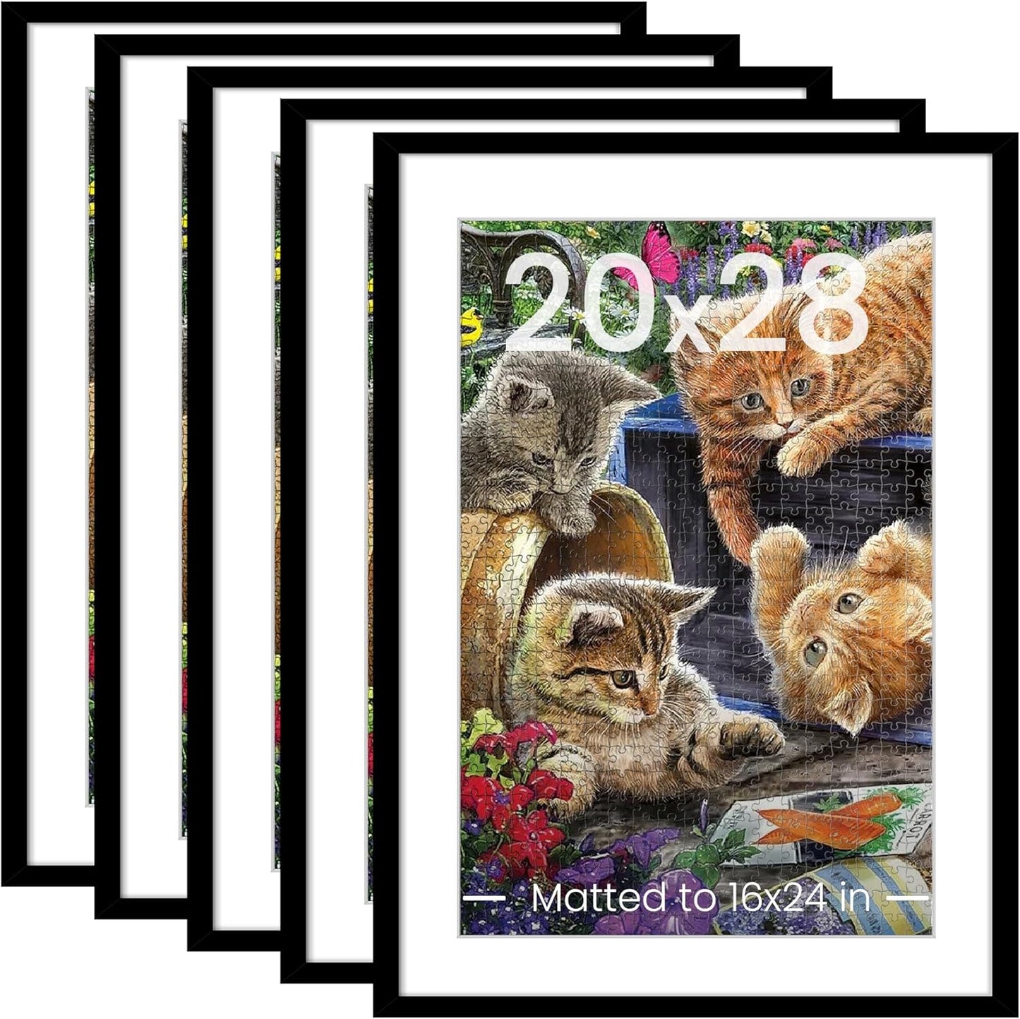 Upsimples Picture Frame Set of 5 - 20x28 Inch Frames for 16x24 Posters | Black Wall Display