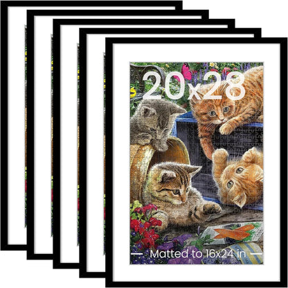 Upsimples Picture Frame Set of 5 - 20x28 Inch Frames for 16x24 Posters | Black Wall Display