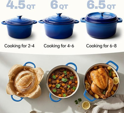 Le Creuset 6 Quart Dutch Oven | Non-Stick Enameled Cast Iron for Baking & Roasting - Blue