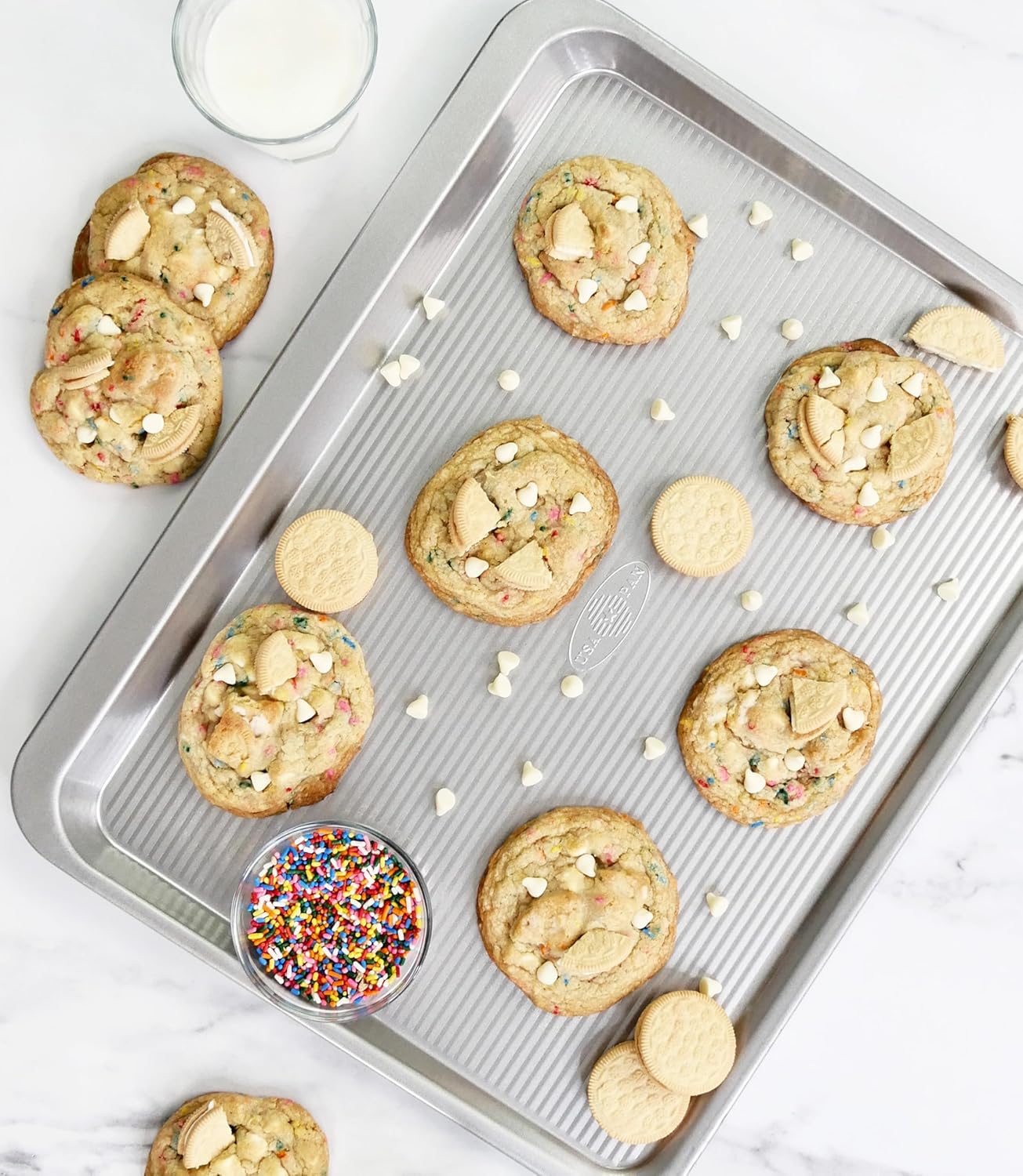 USA Pan Bakeware - Aluminized Steel 5-Piece Baking Set | Half Sheet, Cookie, Loaf, Square & Round Pans