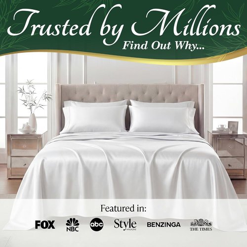 Decolure King Size Bamboo Viscose Sheets - Luxury 6 Pc Naturally Cooling Bed Set | Ultra Soft, Deep 17" Pockets, Oeko Tex Standard (White)