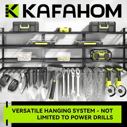 KAFAHOM Power Tool Organizer - Wall-Mounted 13 Drill Holder with 4 Layers & 2 Accessories | Ideal Gift for Men