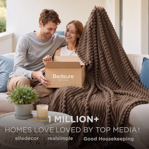 Bedsure GentleSoft Fleece Blanket - Cozy Brown Throw for Couch, Perfect for Women & Girls, 108x90 Inches