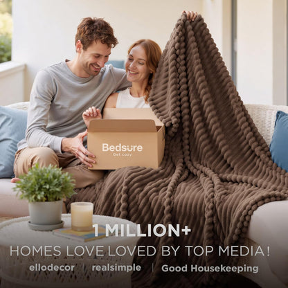 Bedsure GentleSoft Fleece Blanket - Cozy Brown Throw for Couch, Perfect 90x90 Inches Size