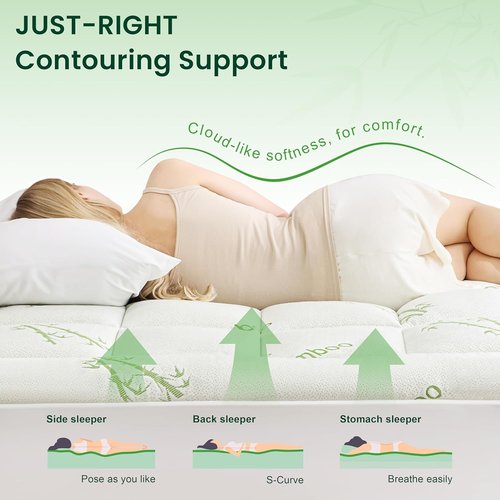 Love's Cabin King Mattress Topper - Bamboo Viscose Pillow Top for 8"-20" Mattresses | Breathable Cooling Green Design