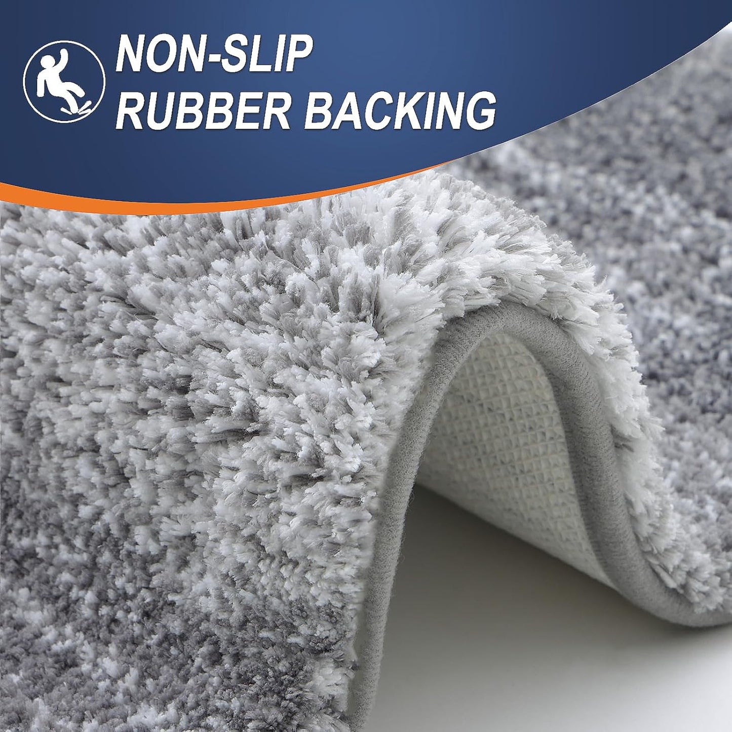 OLANLY Ombre Bath Rug Set - Soft & Absorbent 2-Piece Bathroom Rugs | Grey 30x20 & 24x20 Sizes