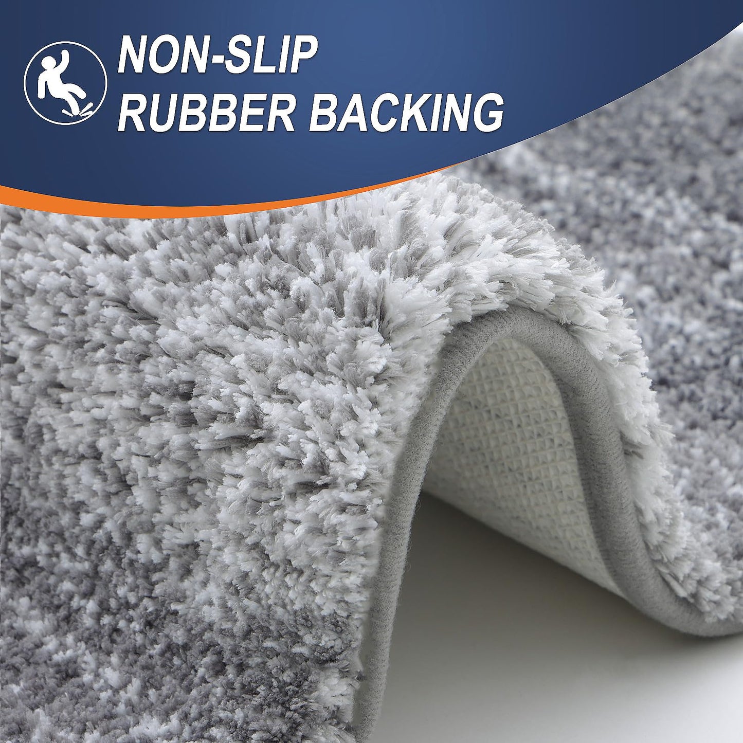 OLANLY Bathroom Runner Rugs 44x24, Extra Soft Absorbent Microfiber Bath Rugs, Rubber Backing, Quick Dry, Machine Washable Bath Mats for Bathroom Floor, Tub and Shower, Home Decor Accessories, Grey