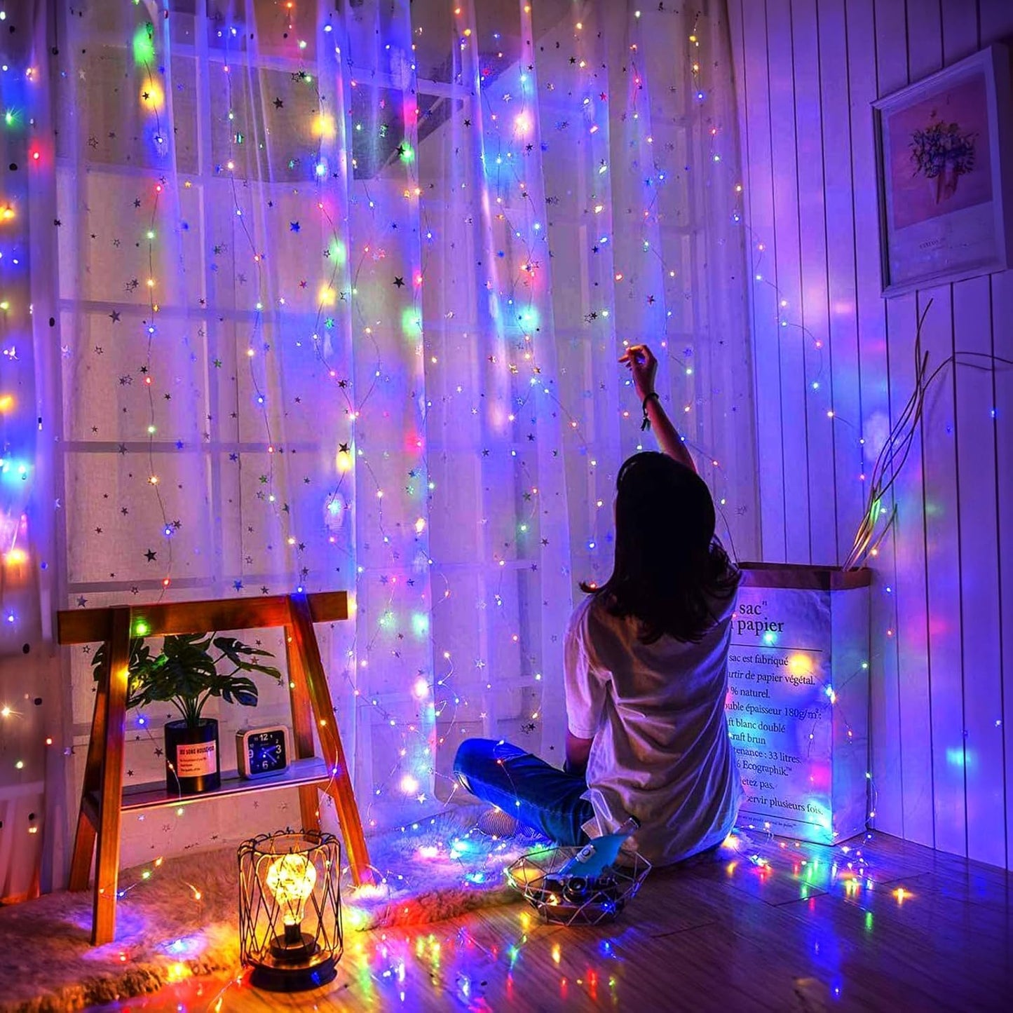 Minetom 300 LED Curtain Lights - Dimmable Fairy Lights with Remote & Timer | USB Powered Multicolor Decor