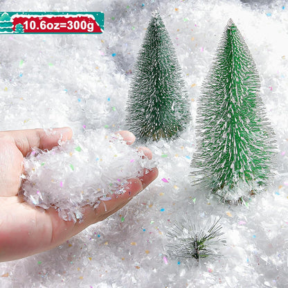Skiennix Fake Snow Decor - Glittery Artificial Snow for Craft Making | 10.6 Ounce Holiday Decoration