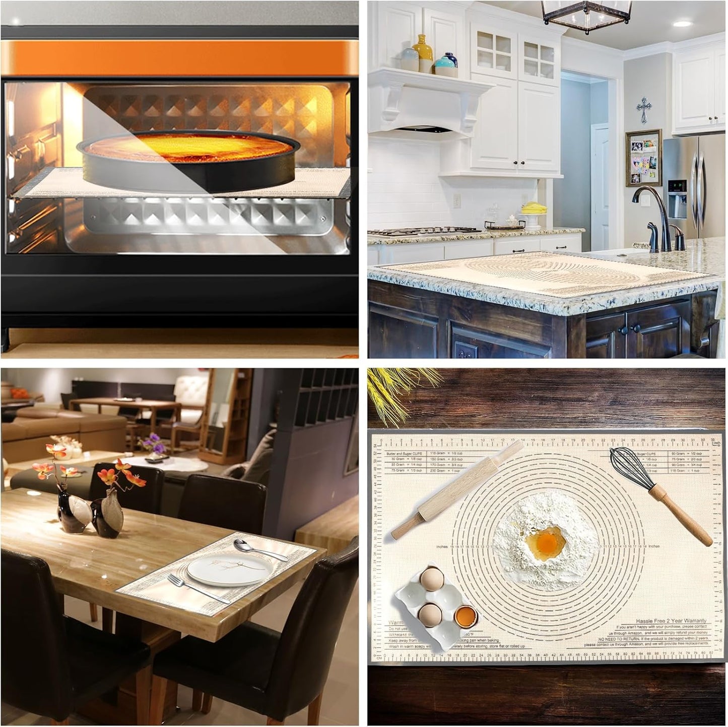 Skiennix Non-Slip Silicone Pastry Mat - 28x20 Inches with Measurements for Baking, Dough & More
