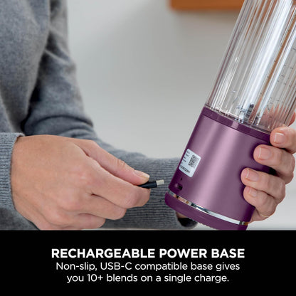 Ninja BC151PR Blast Portable Blender - Cordless 18oz Personal Blender for Smoothies & Shakes | BPA Free, USB-C Rechargeable