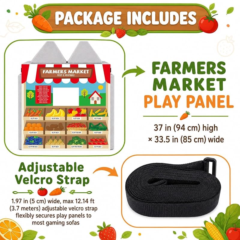 Farmers Market Pretend Play Foam Sofa Panel for Kids - Large 94x85 cm