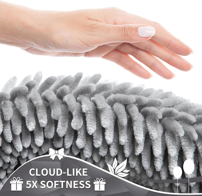 Yimobra Chenille Bathroom Rug - Non-Slip, Extra Thick & Soft | Machine Washable, 24x17, Light Grey