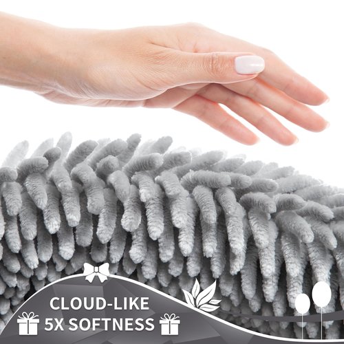 Yimobra Chenille Bathroom Rugs Non Slip, Extra Thick Soft Absorbent Bath Rug, Machine Washable Quick Dry Bath Mat for Bathroom Floor, Tub and Shower, Home Decor Accessories, 24x17, Light Grey