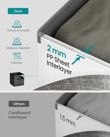 SONGMICS Storage Cubes - Foldable Non-Woven Fabric Bins with Double Handles - Set of 10, Ink Black, 10.2 x 10.2 x 11 Inches