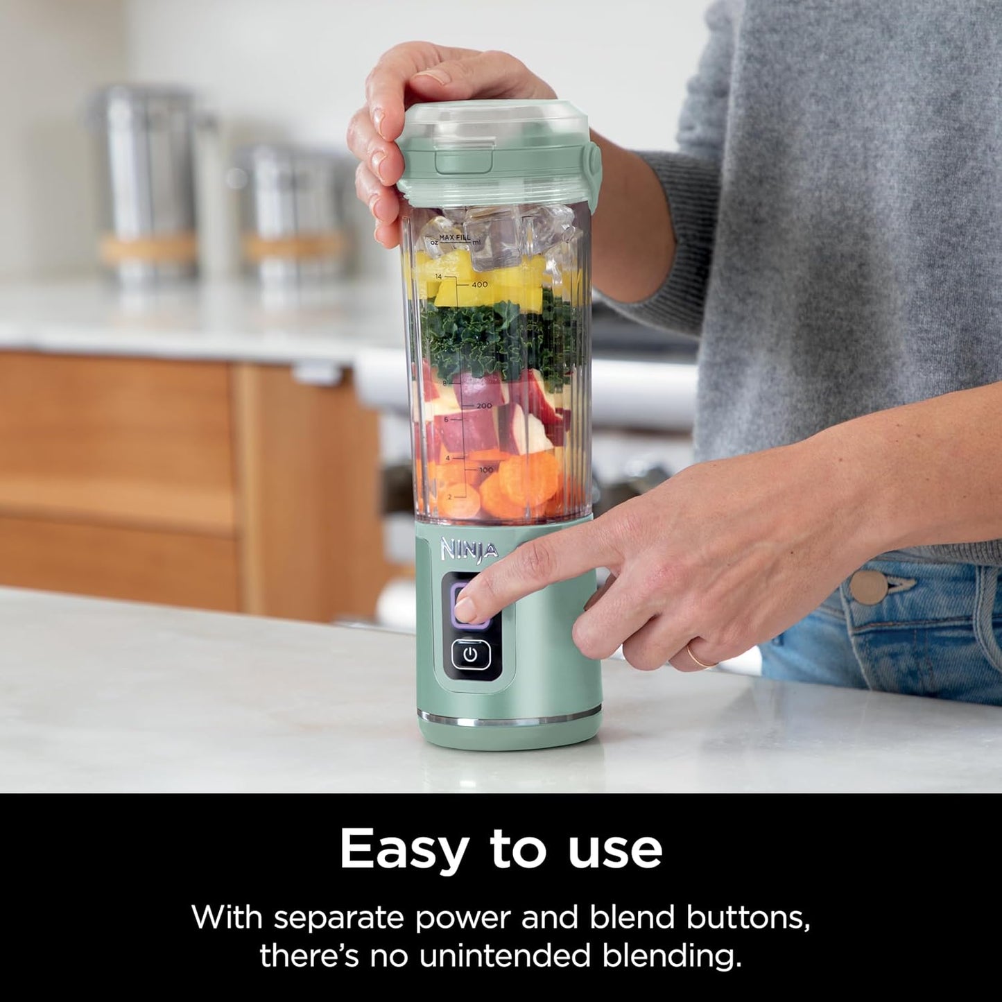 Ninja Blast Portable Blender - Cordless 18oz Personal Blender for Shakes & Smoothies | BPA Free, USB-C Rechargeable, Tinted Mint