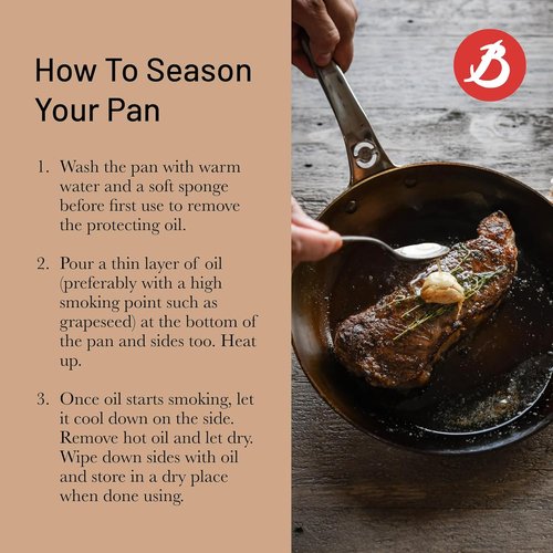 de Buyer MINERAL B Pro Carbon Steel Fry Pan - 11" Diameter, Naturally Non-Stick Finish - Perfect for Searing & Sautéing