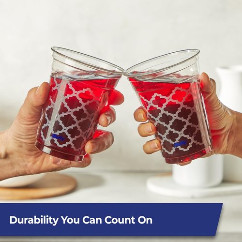 Hefty 18 Ounce Party Perfect Printed Clear Plastic Cups - 20 Count for Effortless Entertaining