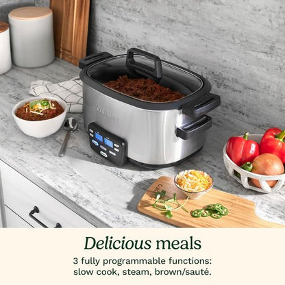 Cuisinart 3-In-1 Multi-Cooker - 6-Quart Slow Cooker, Brown/Sauté & Steamer | Silver Finish