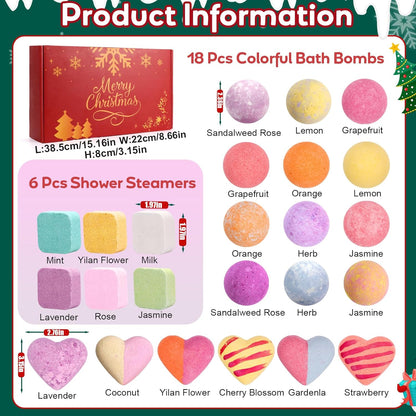 Advent Calendar 2026 - Natural Bath Bombs for Women | 24 Pcs Christmas Countdown Gift Set