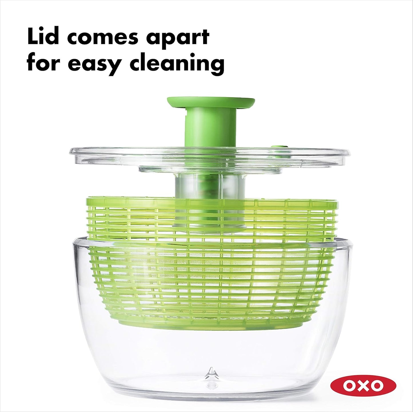 OXO Good Grips Salad Spinner - Large Green Lettuce & Fruit Washer, BPA-Free, Easy One-Hand Pump