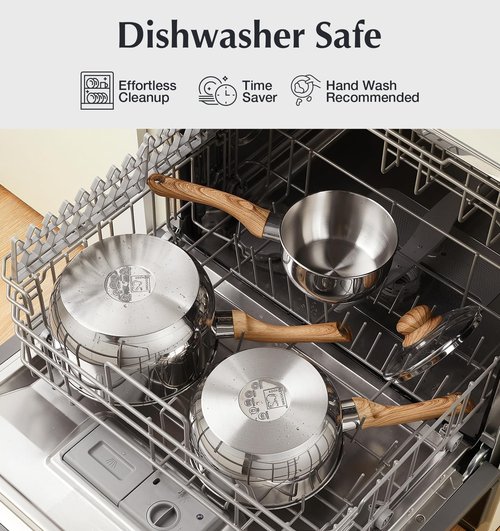 KOCH SYSTEME CS Stainless Steel Saucepan Set, 6 Piece Sauce Pan Set 1QT & 2QT & 3QT with Heat-resistant Bakelite Handle, Cool-Touch Stainless Steel Pot Set, Sauce Pans Induction Ready