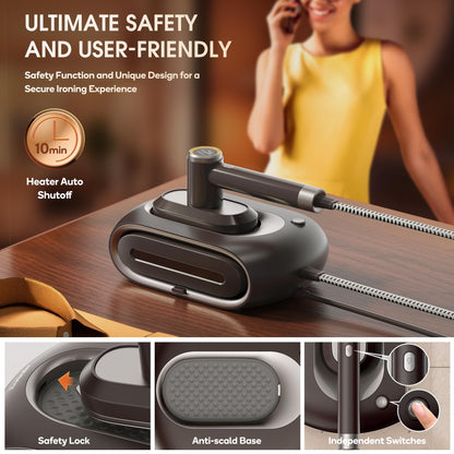 Newbealer 2In1 Pro Steam Station Iron, 1550W Turbo 3-level Steam & 3 Dry Heat Modes for Clothes, 30s Heat Up, 1.2L Tank, Auto-Off, Self Cleaning, Innovative Storage for Home & Hotel (Brown)