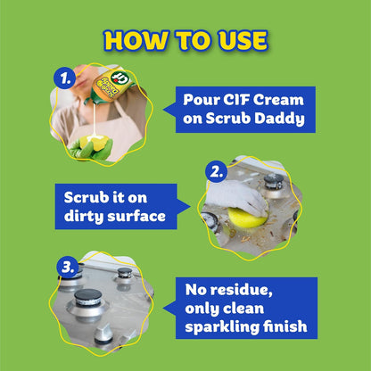 Scrub Daddy Sponges | Non-Scratch Kitchen & Bathroom Cleaning Set with Scrub Mommy & Cif Cleaner