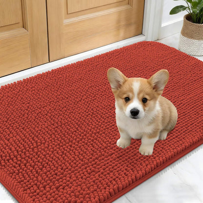 OLANLY Dog Door Mat - Absorbent Non-Slip Mud Mat for Indoor Entryway | 30x17, Maple Red