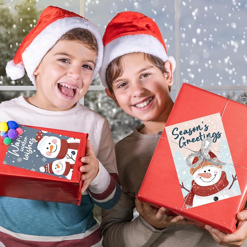 White Snowman 24-Pack Holiday Greeting Cards with Envelopes & Stickers – 6 Designs, 4x6 Inches